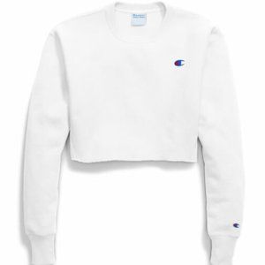 white champion cropped long sleeve tshirt